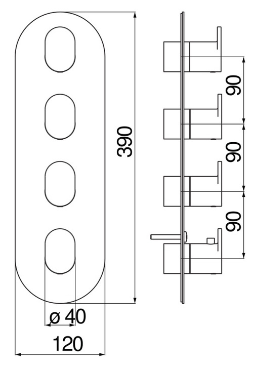 Immagine di Nobili YOYO miscelatore doccia solo parte esterna con termostatico a 3 vie, finitura cromo UP94103CR