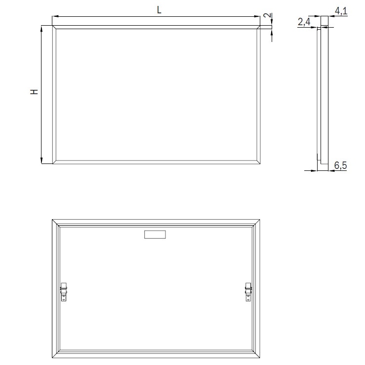 Immagine di Inda PIRANO EASY specchio L.160 H.80 cm con telaio in alluminio verniciato e luce frontale interno telaio, finitura grigio S920060SL
