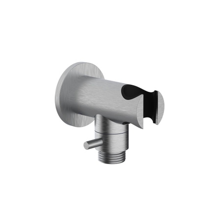 Immagine di Bossini  NOBU rubinetto d’arresto da 1/2”M con vitone a dischi di ceramica e supporto doccia, finitura acciaio satinato INC009000075005