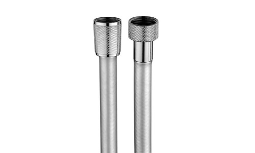 Immagine di Bossini  NOBU flessibile Cromolux retinato nylon 1/2” x 1/2” FF cono in acciaio inox INA001B00030004