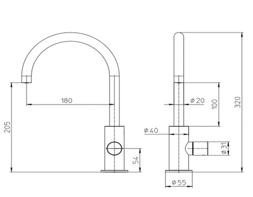 Immagine di Bossini NOBU miscelatore lavabo H.32 cm, monoforo, con bocca girevole, a comando laterale, senza  scarico, finitura acciaio satinato INZ207000075005