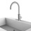 Immagine di Bossini NOBU miscelatore lavabo H.32 cm, monoforo, con bocca girevole, a comando laterale, senza  scarico, finitura acciaio satinato INZ207000075005