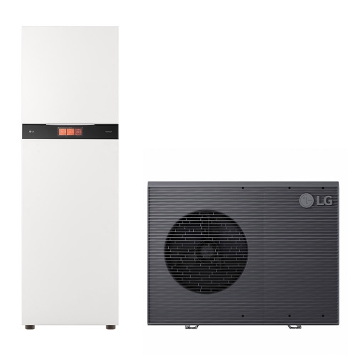 Immagine di LG THERMA V Premium R290 sistema idronico monofase composto da pompa di calore 7 kW e unità interna COMBI UNIT con accumulo 200 litri, 1 circuito HM071HF.UB40+HN20XAHY.NK1