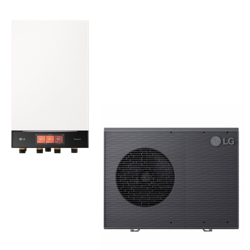 Immagine di LG THERMA V Premium R290 sistema idronico monofase composto da pompa di calore 7 kW e unità interna HYDRO UNIT HM071HF.UB40+HN16XAHC.NK1