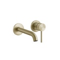 Immagine di Gessi 316 FLESSA miscelatore lavabo a parete bocca lunga P.21 cm, senza scarico, finitura brass brushed pvd 54086#727