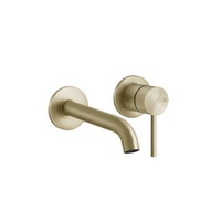 Immagine di Gessi 316 FLESSA miscelatore lavabo a parete bocca lunga P.21 cm, senza scarico, finitura brass brushed pvd 54086#727