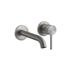 Immagine di Gessi 316 FLESSA miscelatore lavabo a parete bocca lunga P.21 cm, senza scarico, finitura steel brushed 54086#239