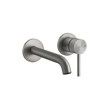 Immagine di Gessi 316 FLESSA miscelatore lavabo a parete bocca lunga P.21 cm, senza scarico, finitura steel brushed 54086#239