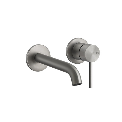 Immagine di Gessi 316 FLESSA miscelatore lavabo a parete bocca lunga P.21 cm, senza scarico, finitura steel brushed 54086#239