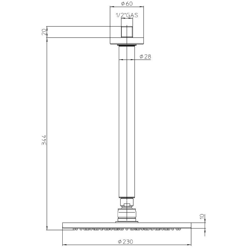 Immagine di Bossini COSMO soffione Ø 23 cm, in ottone, con braccio doccia verticale 30 cm, finitura cromo H30595G00030009