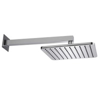 Immagine di Bossini COSMO soffione quadrato 23 cm, in ottone, con braccio doccia orizzontale 40 cm, finitura cromo H69597I00030009