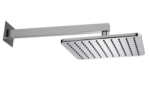 Immagine di Bossini COSMO soffione quadrato 23 cm, in ottone, con braccio doccia orizzontale 35 cm, finitura cromo H69597H00030009