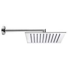 Immagine di Bossini TETIS soffione quadrato 25 cm, in acciaio inox, con braccio doccia orizzontale 40 cm, finitura nero opaco H70874I00073009