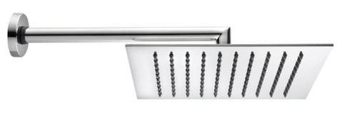 Immagine di Bossini TETIS soffione quadrato 20 cm, in acciaio inox, con braccio doccia orizzontale 30 cm, finitura cromo H70873G00030009