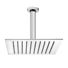 Immagine di Bossini TETIS soffione quadrato 25 cm, con braccio doccia verticale 30 cm, finitura cromo H30874G00030009