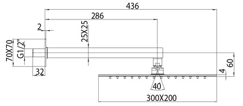 Immagine di Bossini TETIS soffione 30x20 cm, con braccio doccia orizzontale 30 cm, finitura cromo H69876G00030009