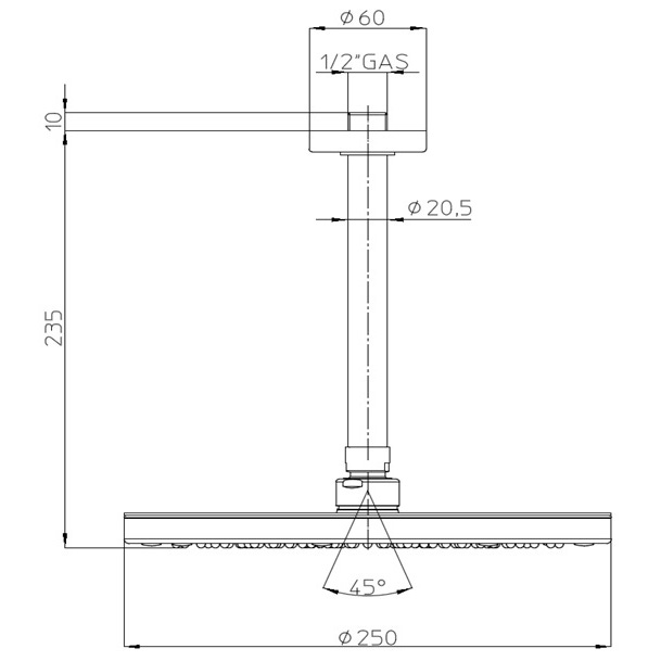 Immagine di Bossini OKI soffione Ø 25 cm, con braccio doccia verticale 30 cm, finitura cromo H31410G00030009