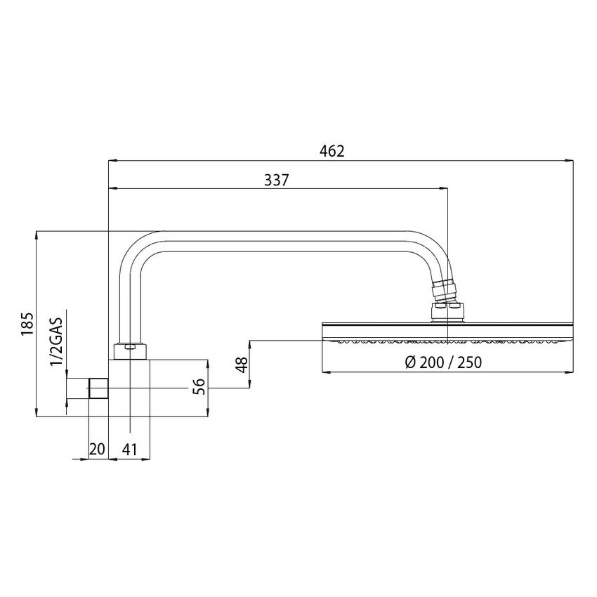 Immagine di Bossini OKI soffione Ø 25 cm, con braccio doccia girevole 30 cm, finitura cromo H55410000030009