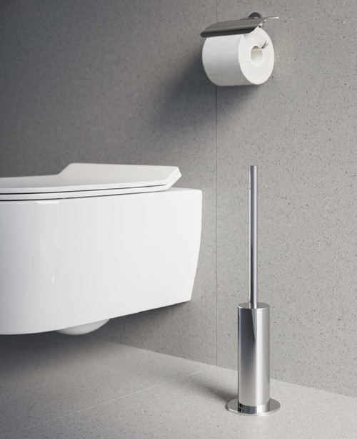 Immagine di Inda MY MINILOVE portascopino da appoggio con scovolo in silicone, finitura cromo AV514ZCR
