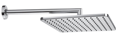 Immagine di Bossini COSMO soffione quadrato 23 cm, in ottone, con braccio doccia orizzontale, finitura nero opaco H70597I00073009