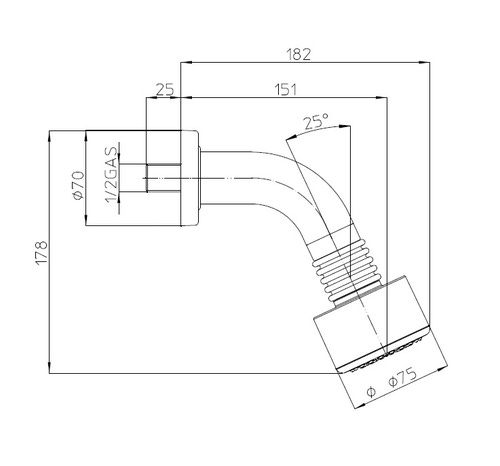 Immagine di Bossini Soffione Cylindrico/1 Ø 7,5 cm, con braccio doccia 12 cm x Ø 3,8 cm, finitura cromo H41352A00030004