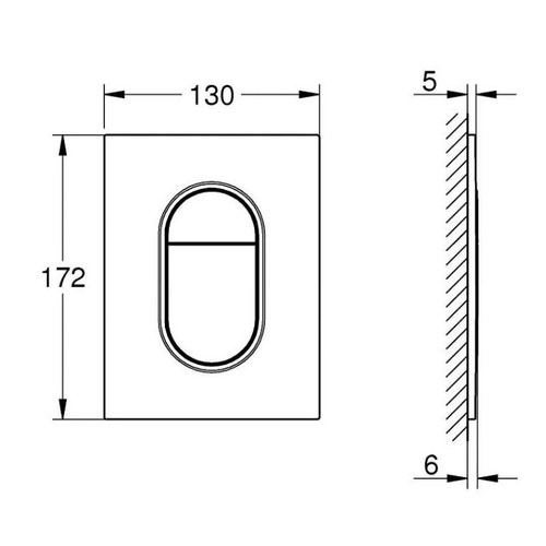 Immagine di Grohe ARENA COSMOPOLITAN S placca di comando per risciacquo a due quantità, finitura cromo 37624000