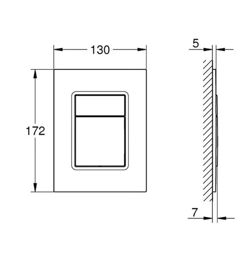 Immagine di Grohe SKATE COSMOPOLITAN S placca di comando per risciacquo a due quantità, finitura cromo satinato 37535DC0