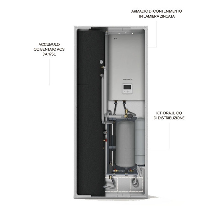Immagine di LG Armadio di contenimento, predisposto per per ospitare unità interna murale Hydro Unit + accumulo ACS + kit di distribuzione HT175-CAB+TNK+KIT+RES.AEU
