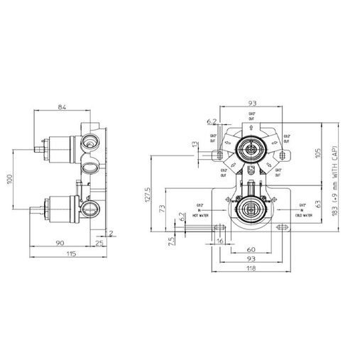 Immagine di Bossini corpo incasso per miscelatore monocomando 2-3-4-5 vie, universale, attacco da 1/2" per istallazione cartongesso Z90130000000005
