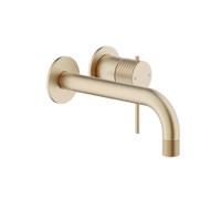 Immagine di Nobili RESPIRO miscelatore monocomando a parete P.20 cm per lavabo, senza scarico e senza corpo incasso, finitura miele spazzolato PVD RS131199/1CGP
