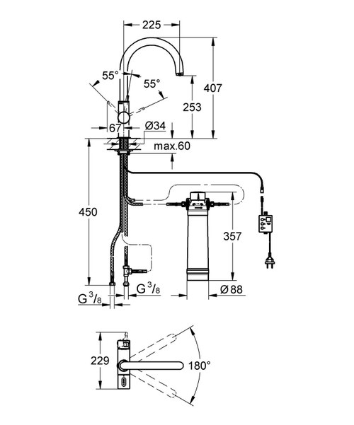 Immagine di Grohe BLUE PURE Rubinetto per lavello bocca "C" Cromo 33249001