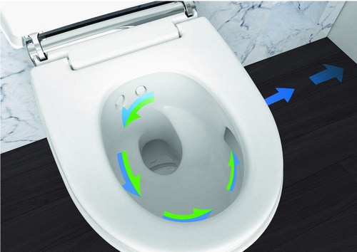 Immagine di Geberit AQUACLEAN MERA COMFORT vaso sospeso, senza brida, completo di sedile con funzione bidet a chiusura ammortizzata e cover cromo lucido, colore bianco finitura lucido 146.210.21.1