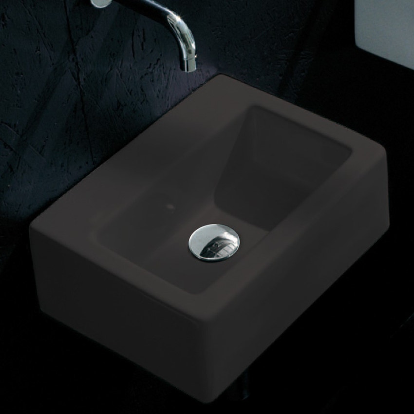 Immagine di Flaminia ACQUABABY lavamani da appoggio o sospeso 38.5 cm, colore carbone finitura opaco 5088CAR