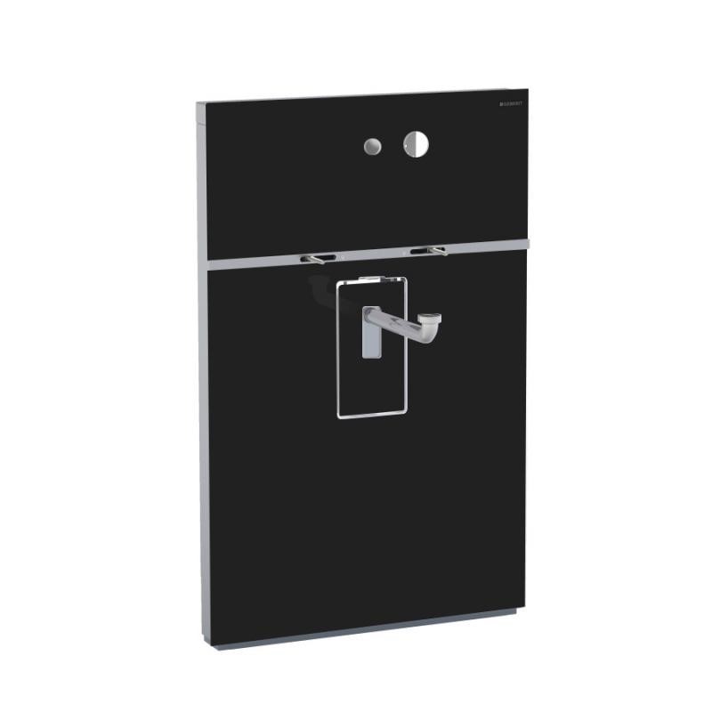 Immagine di Geberit MONOLITH modulo per lavabo sospeso e rubinetto da incasso, miscelatore 10 cm, senza carrello, colore vetro nero 131.043.SJ.1