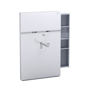 Immagine di Geberit Monolith per lavabo sospeso con rubinetto a pianale, carrello a destra, colore vetro bianco 131.049.SI.1