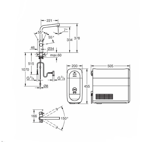 Immagine di Grohe Blue Home miscelatore monocomando per lavello con sistema filtrante dell'acqua bocca "L" Cromo 31454000