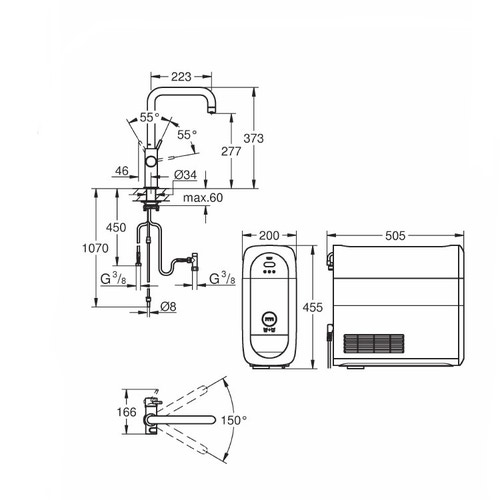 Immagine di Grohe BLUE HOME miscelatore monocomando per lavello con sistema filtrante dell'acqua bocca "U" Cromo 31456000