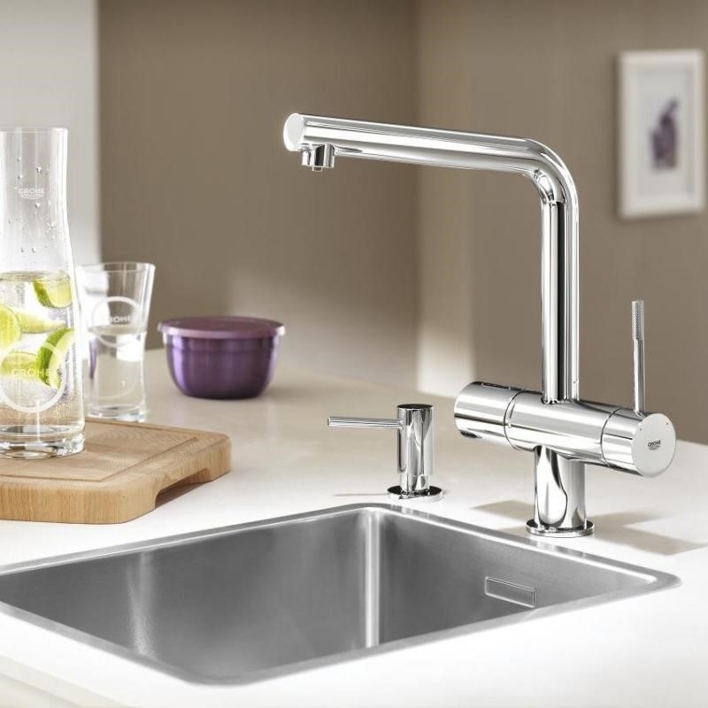 Grohe Blue Pure Baucurve Rubinetto Per Lavello Cucina, Con Filtro Acqua  Incluso, 30385000, Argento : : Fai da te