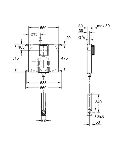 Immagine di Grohe Cassetta di sciacquo per WC, spessore 80 mm, con flusso regolabile 38863000