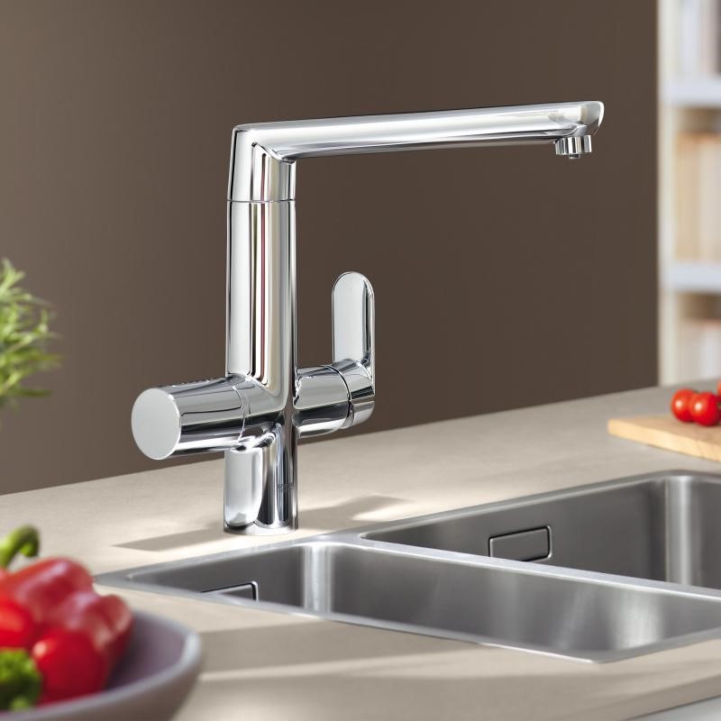 Immagine di Grohe Blue Professional k7 Rubinetto per lavello bocca "L" acqua Fredda & Gasata Cromo 31346001