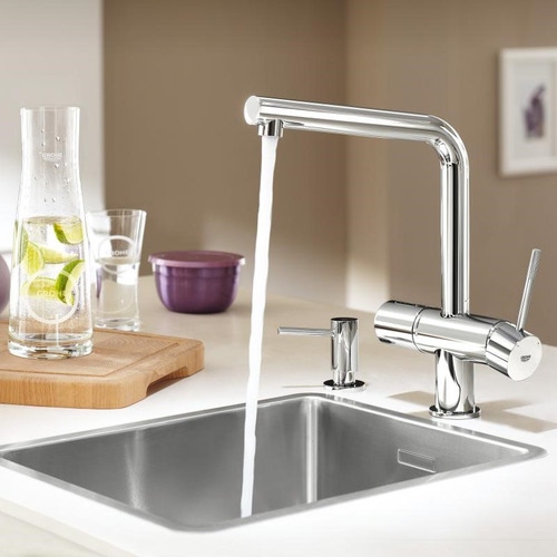 Immagine di Grohe Blue Professional Rubinetto per lavello bocca "L" acqua Fredda & Gasata Cromo 31347002
