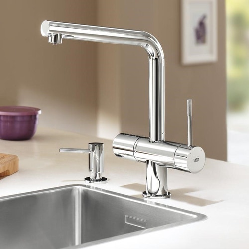 Immagine di Grohe Blue Professional Rubinetto per lavello bocca "L" acqua Fredda & Gasata Cromo 31347002