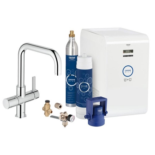 Immagine di Grohe Blue Professional Rubinetto per lavello bocca "U" acqua Fredda & Gasata Cromo 31324001