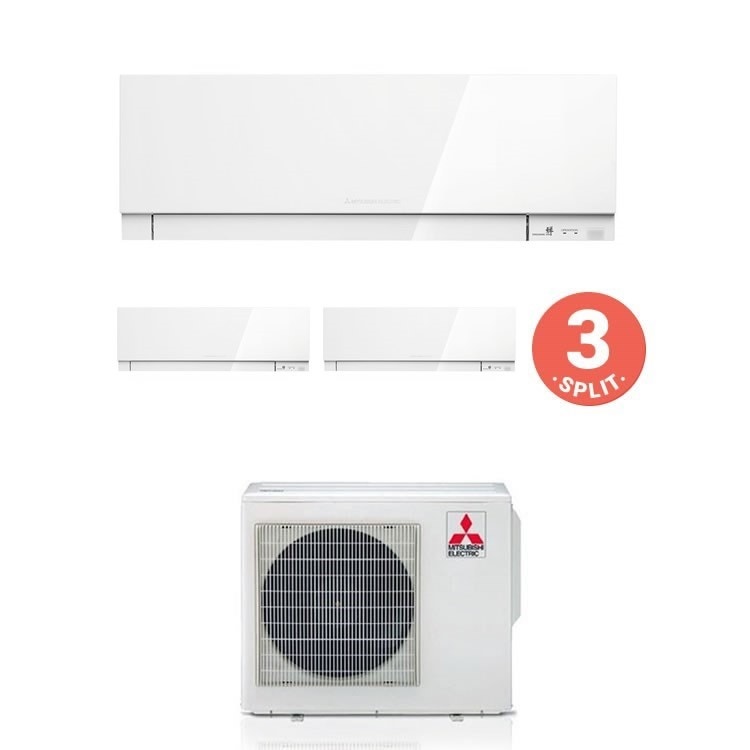 Immagine di Mitsubishi MSZ-EF Climatizzatore trial split inverter Bianco | unità esterna 5,4 kW unità interne 7000+7000+7000 BTU MXZ-3E54VA+3xMSZ-EF22VE3W 