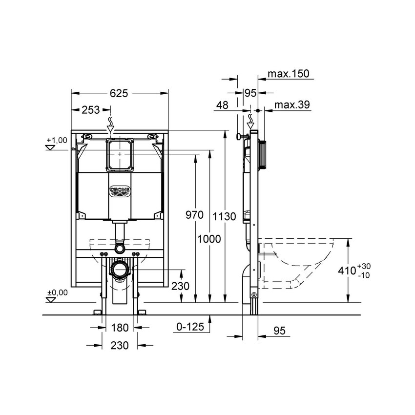 Immagine di Grohe RAPID SL Modulo Con Cassetta per Wc Sospeso per Pareti in Cartongesso 38994000