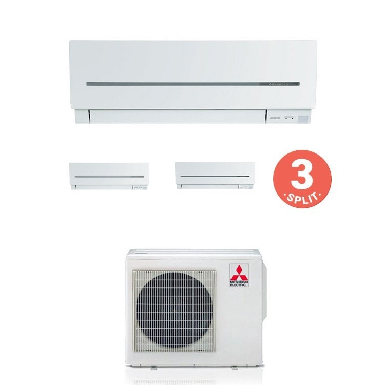 Immagine di Mitsubishi  MSZ-SF Climatizzatore trial split inverter Bianco | unità esterna 5,4 kW unità interne 5000+9000+15000 BTU MXZ-3E54VA2+SF15VA+SF25VE+SF42VE 