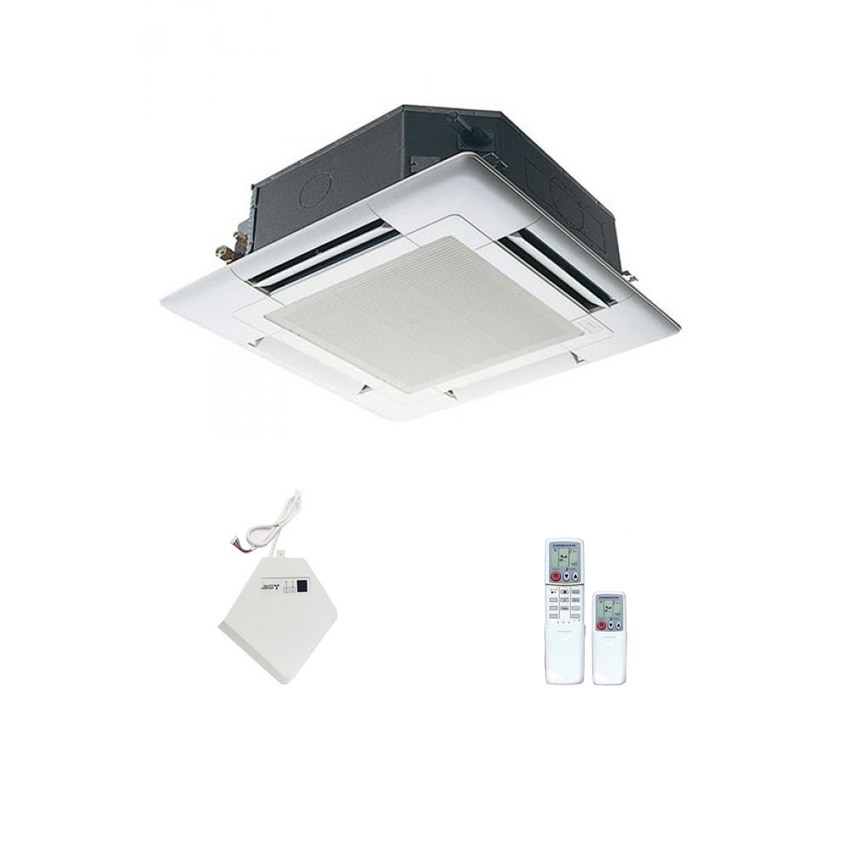 Immagine di Mitsubishi PLA-EA unità interna multisplit 12000 BTU con griglia bianca e telecomando a infrarossi PLA-RP35EA-PLP-6EA-PAR-FL32MA-E