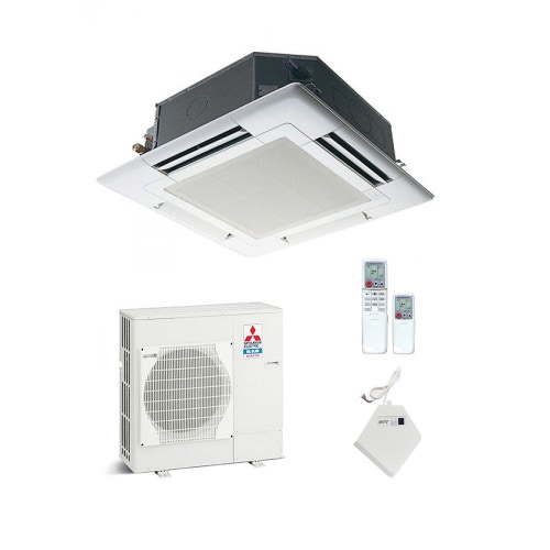 Immagine di Mitsubishi PLA-EA Climatizzatore monosplit inverter | unità esterna STANDARD INVERTER unità interna 35000 BTU con griglia bianca e telecomando a infrarossi PUHZ-P100YHA3-PLA-RP100EA