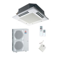 Immagine di Mitsubishi PLA-EA Climatizzatore monosplit inverter | unità esterna STANDARD INVERTER unità interna 45000 BTU con griglia bianca e telecomando a infrarossi PUHZ-P125VHA4-PLA-RP125EA