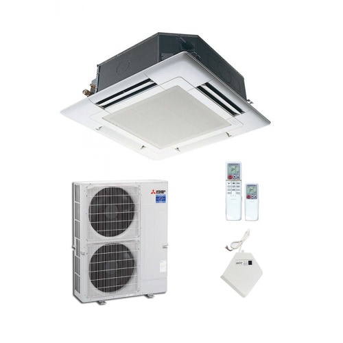 Immagine di Mitsubishi PLA-EA Climatizzatore monosplit inverter | unità esterna POWER INVERTER unità interna 35000 BTU con griglia bianca e telecomando a infrarossi PUHZ-ZRP100VKA3-PLA-RP100EA